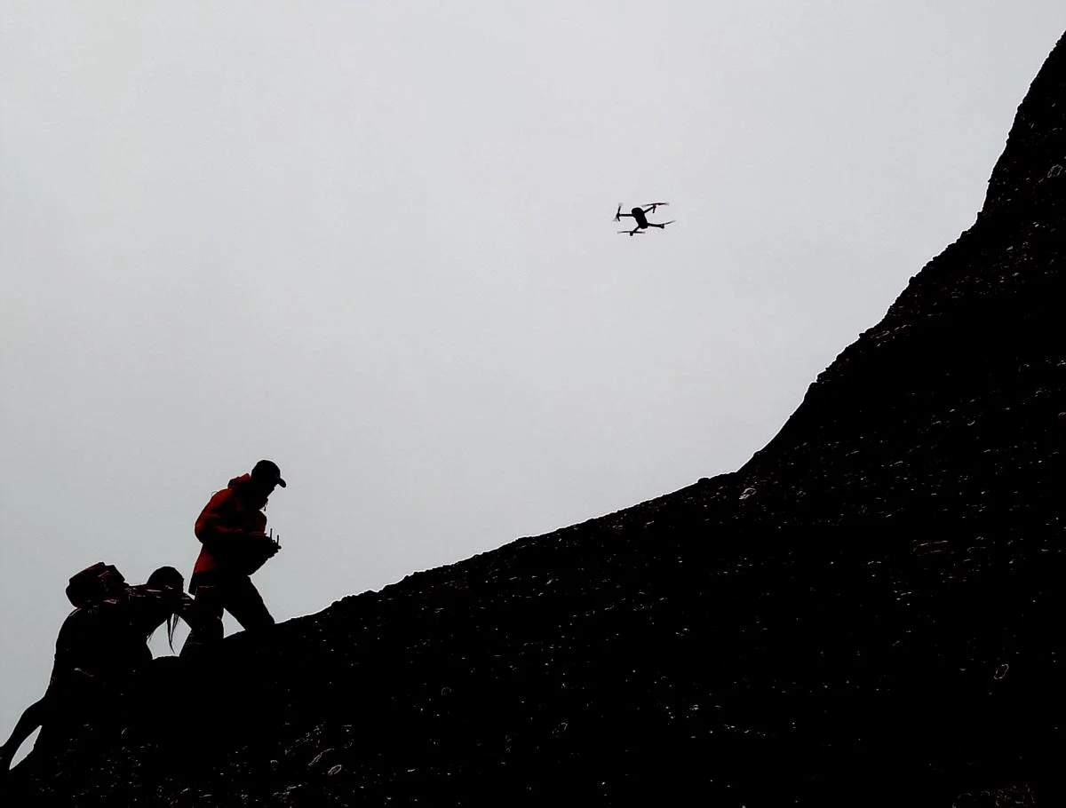 Drone flying Danxia mountain