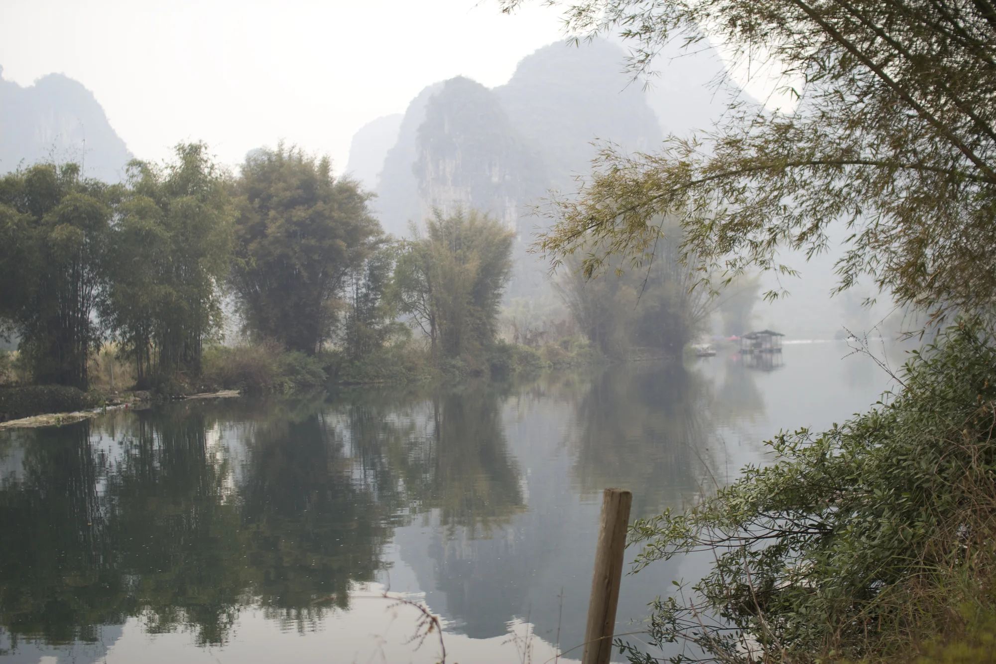 Yangshuo, yulong river, bamboo and Karst mountains