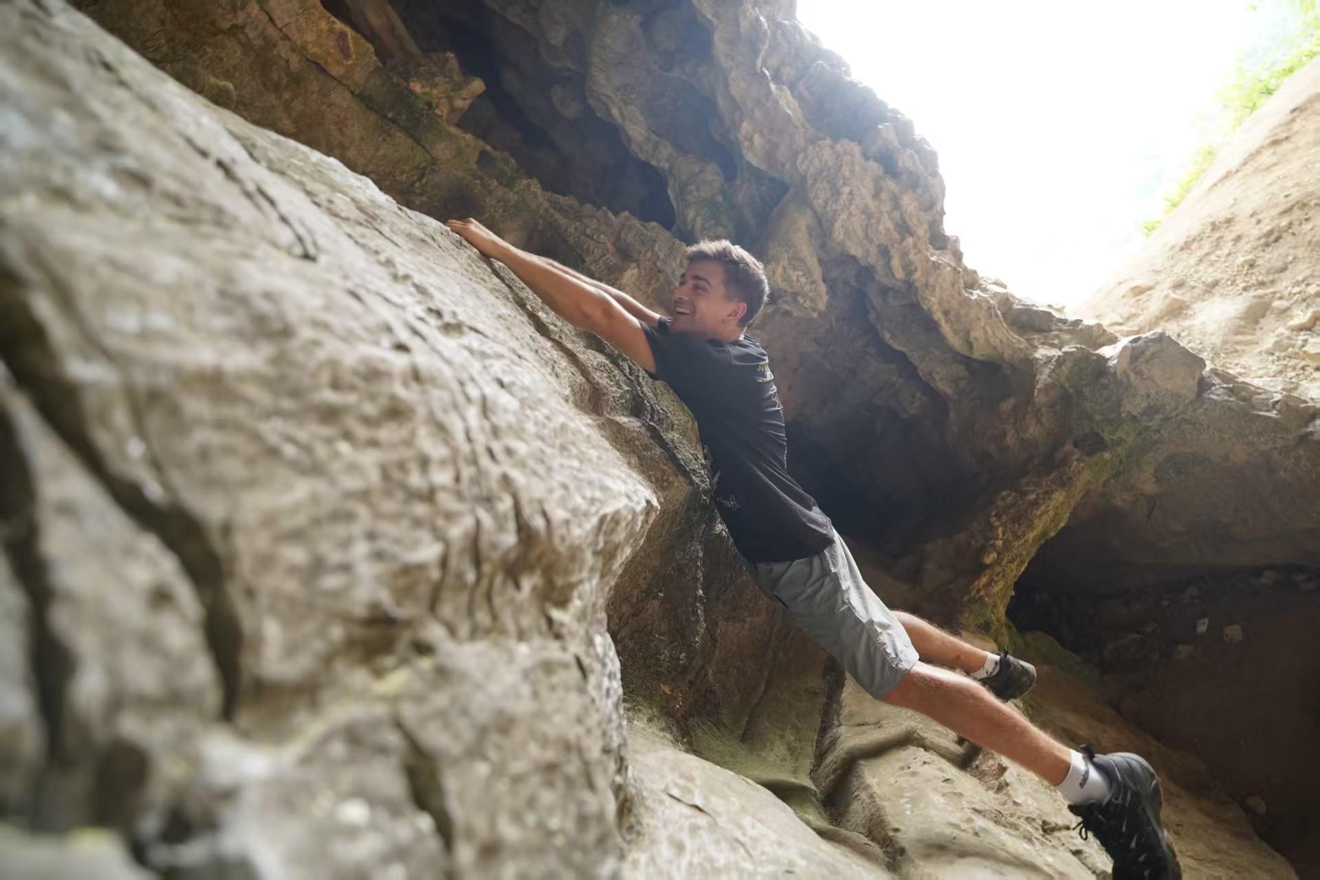 Max having fun in Brothers Cave