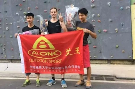 Climbing competition, finalists, Eben and 2 other people