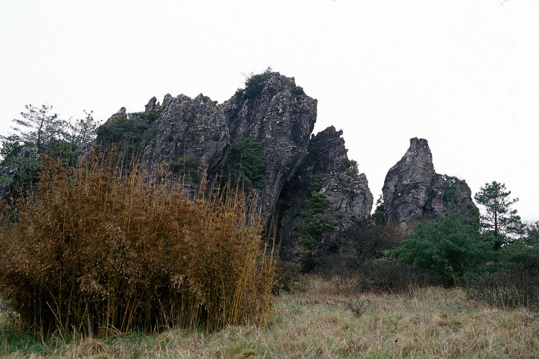 Rock, grass, sky and bosses