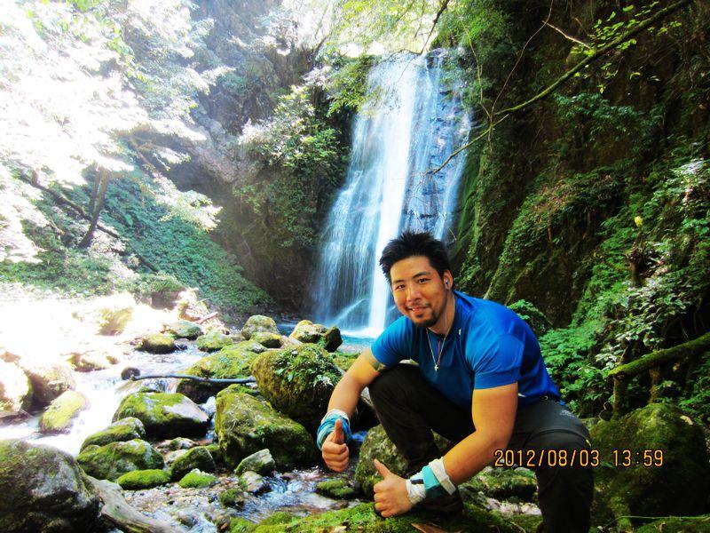 Waterfall, Yunnan, Niru, china, one person, trees, river and rocks