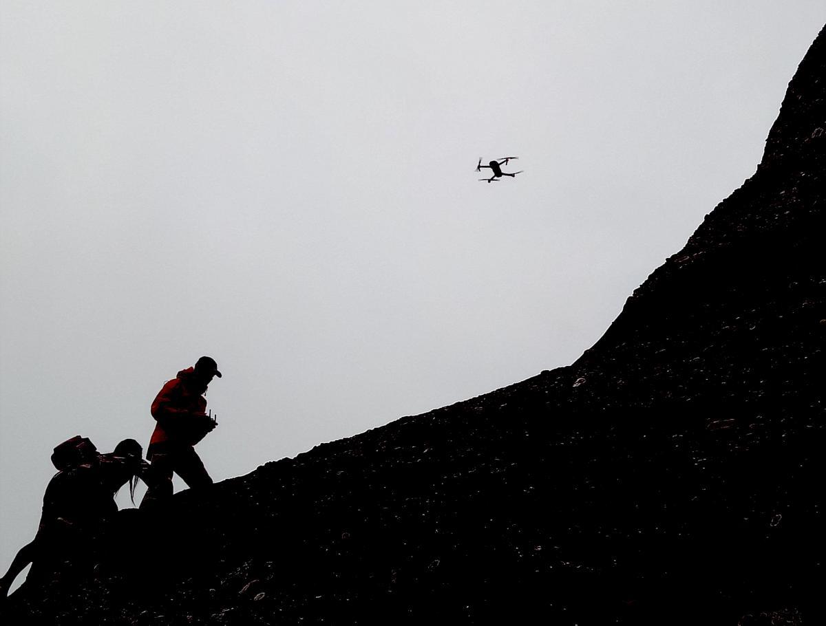Drone flying Danxia mountain