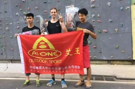 Climbing competition, finalists, Eben and 2 other people